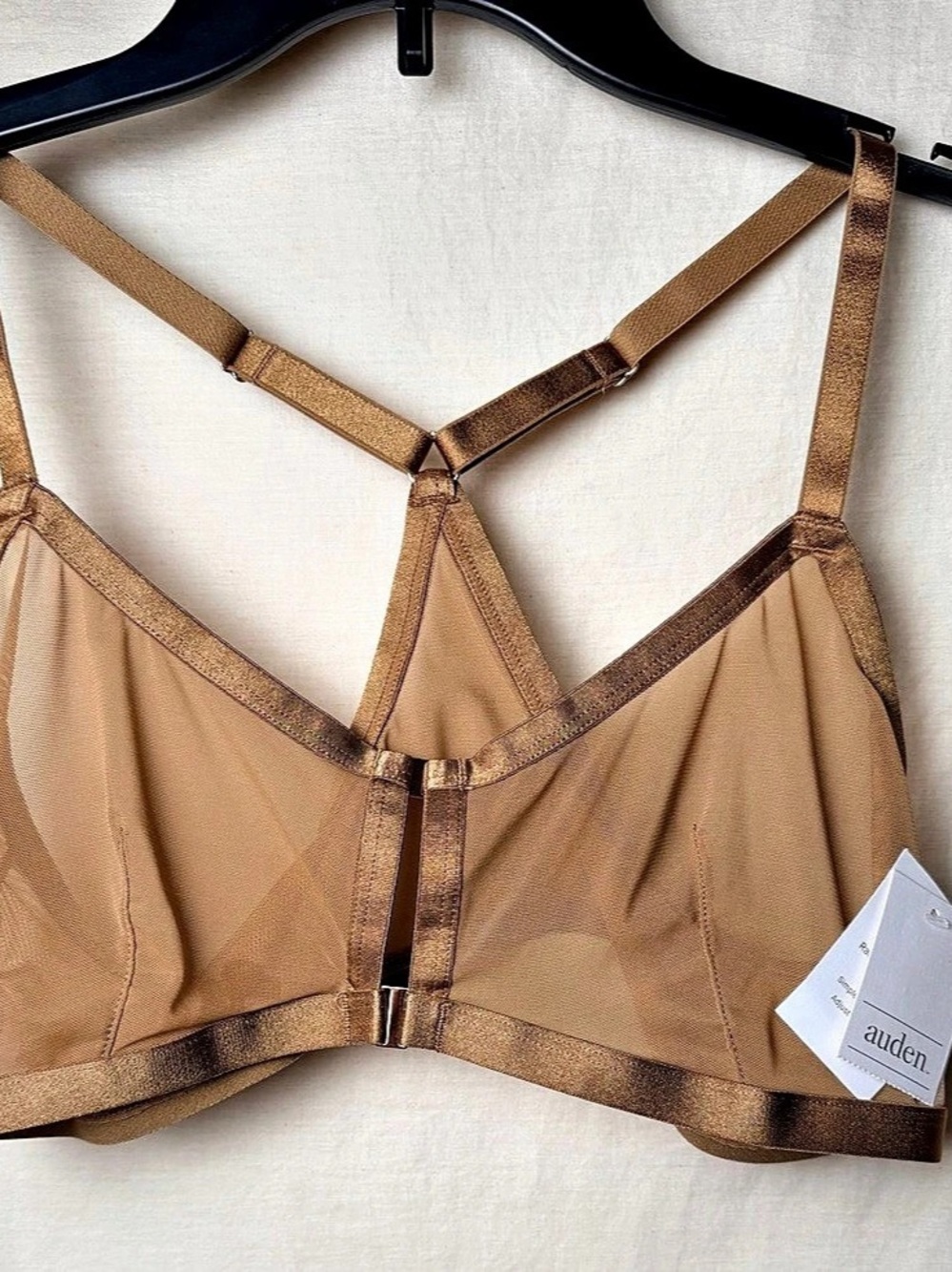 Auden Smooth Unlined Wirefree Racerback Bralette Brown XL NWT
